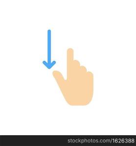 Down, Finger, Gesture, Gestures, Hand  Flat Color Icon. Vector icon banner Template