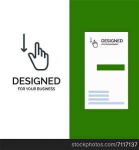 Down, Finger, Gesture, Gestures, Hand Grey Logo Design and Business Card Template