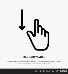 Down, Finger, Gesture, Gestures, Hand Line Icon Vector