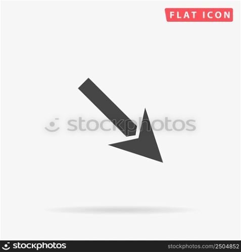 Down Right Arrow flat vector icon. Hand drawn style design illustrations.. Down Right Arrow flat vector icon