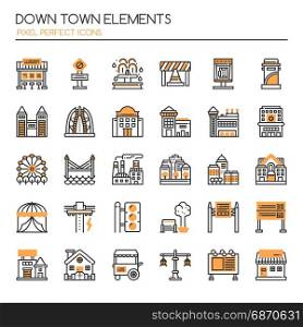 Down town Elements , Thin Line and Pixel Perfect Icons