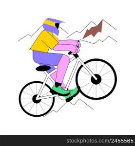 Downhill abstract concept vector illustration. Mountain freeride, extreme sport, forest track, holiday adventure, cycle competition, active lifestyle, hill ride, speed bike abstract metaphor.. Downhill abstract concept vector illustration.