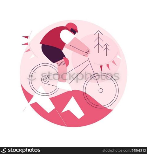 Downhill abstract concept vector illustration. Mountain freeride, extreme sport, forest track, holiday adventure, cycle competition, active lifestyle, hill ride, speed bike abstract metaphor.. Downhill abstract concept vector illustration.