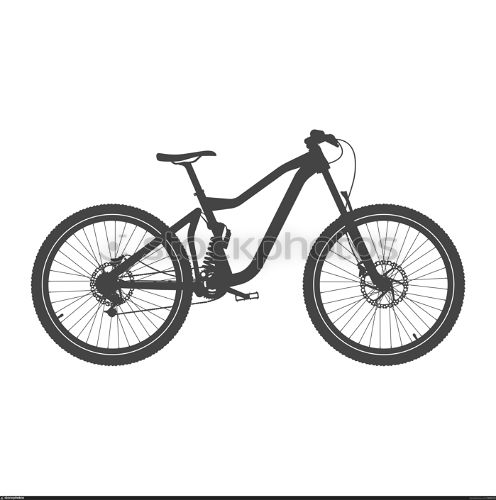 Downhill Bike Silhouette - Side View - Vector Illustration.. Downhill Bike Silhouette - Side View - Vector Illustration