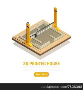Download and print house with 3d printing robotics innovative software advanced materials isometric website element vector illustration