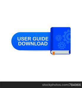 Download book button. Concept User guide book for web page, banner, social media. Vector stock illustration