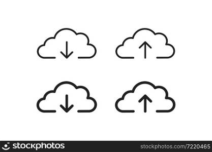 Download cloud icon. Upload data symbol. Web file outline sign in vector flat style.