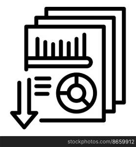 Download data icon outline vector. Graph research. Market report. Download data icon outline vector. Graph research