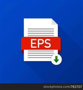 Download EPS button. Downloading document concept. File with EPS label and down arrow sign. Vector stock illustration.