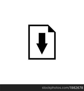 Download File, Document with Arrow. Flat Vector Icon illustration. Simple black symbol on white background. Download File, Document with Arrow sign design template for web and mobile UI element. Download File, Document with Arrow Flat Vector Icon