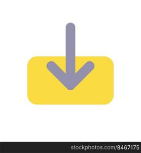 Download file flat color ui icon. Uploading process. Transferring data to storage. Download location. Simple filled element for mobile app. Colorful solid pictogram. Vector isolated RGB illustration. Download file flat color ui icon