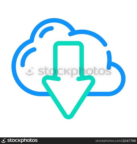 download file from cloud color icon vector. download file from cloud sign. isolated symbol illustration. download file from cloud color icon vector illustration