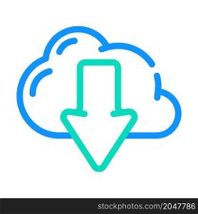 download file from cloud color icon vector. download file from cloud sign. isolated symbol illustration. download file from cloud color icon vector illustration
