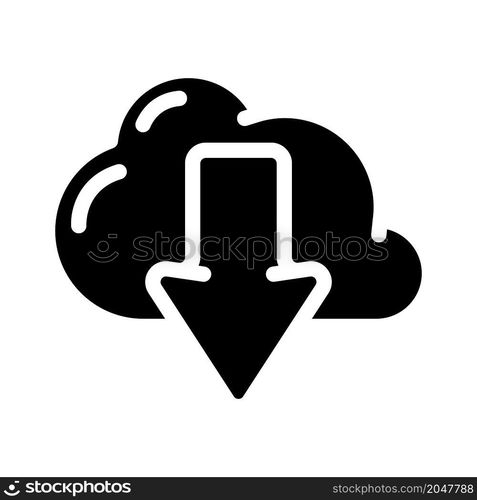 download file from cloud glyph icon vector. download file from cloud sign. isolated contour symbol black illustration. download file from cloud glyph icon vector illustration