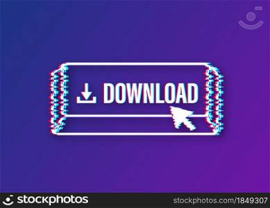 Download file glitch icon. Document downloading concept. Trendy flat design graphic with long shadow. Vector illustration. Download file glitch icon. Document downloading concept. Trendy flat design graphic with long shadow. Vector illustration.