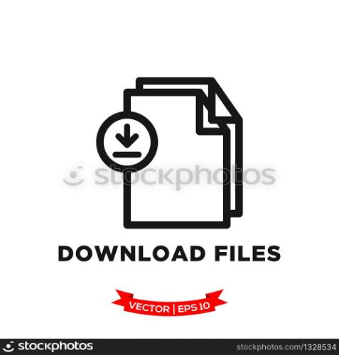 download file icon in trendy flat style, file vector icon