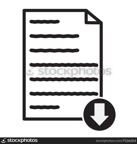 download file icon on white background. flat style. download file icon for your web site design, logo, app, UI. file document symbol. document arrow sign.