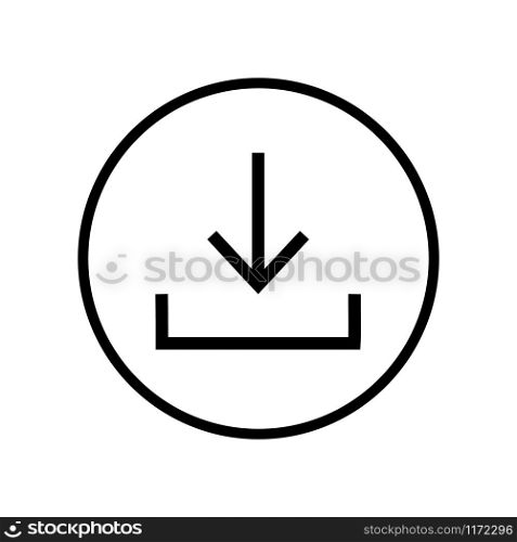 Download Icon. Simple Flat Symbol In Circle. Vector Illustration Sign