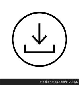 Download Icon. Simple Flat Symbol In Circle. Vector Illustration Sign