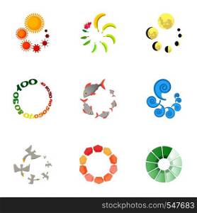 Download icons set. Cartoon illustration of 9 download vector icons for web. Download icons set, cartoon style