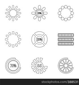 Download icons set. Outline illustration of 9 download vector icons for web. Download icons set, outline style