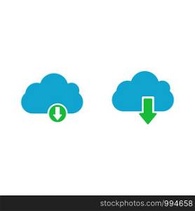 Download or save sign icon set with cloud. flat style