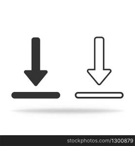 Download or upload arrow icons in black and white. Bold and linear style. Vector EPS 10