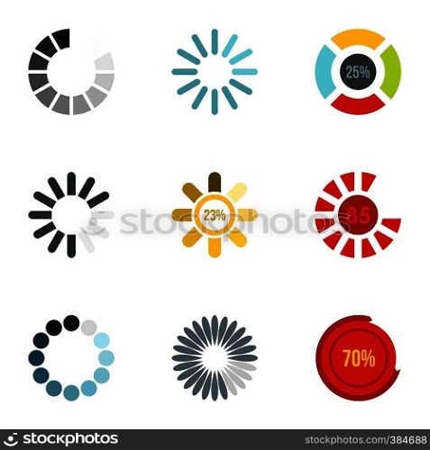 Download page icons set. Flat illustration of 9 download page vector icons for web. Download page icons set, flat style