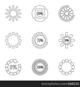Download page icons set. Outline illustration of 9 download page vector icons for web. Download page icons set, outline style