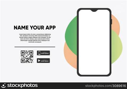 Download page of the mobile app. Advertising space for your application Flat vector illustration. Download page of the mobile app. Advertising space for your application Flat vector