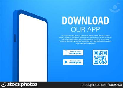 Download page of the mobile app. Empty screen smartphone for you app. Download app. Vector stock illustration.. Download page of the mobile app. Empty screen smartphone for you app. Download app. Vector stock illustration