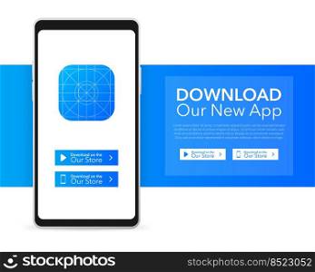 Download pages. Mobile app application. Business concept. Hand touch screen smartphone icon. Download pages. Mobile app application. Business concept. Hand touch screen smartphone icon.