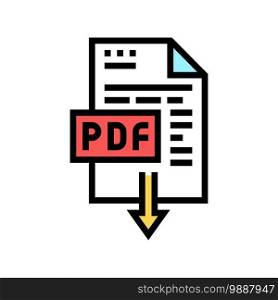 download pdf file color icon vector. download pdf file sign. isolated symbol illustration. download pdf file color icon vector illustration