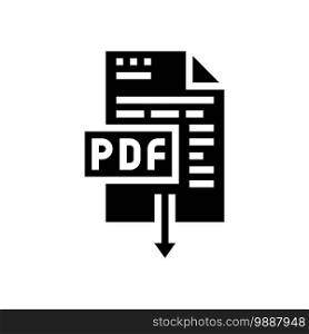download pdf file glyph icon vector. download pdf file sign. isolated contour symbol black illustration. download pdf file glyph icon vector illustration