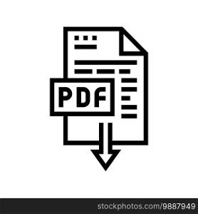 download pdf file line icon vector. download pdf file sign. isolated contour symbol black illustration. download pdf file line icon vector illustration