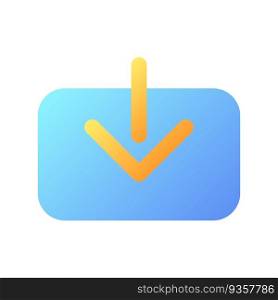 Download pixel perfect flat gradient color ui icon. Down arrow. Save digital file. Copy into computer. Simple filled pictogram. GUI, UX design for mobile application. Vector isolated RGB illustration. Download pixel perfect flat gradient color ui icon