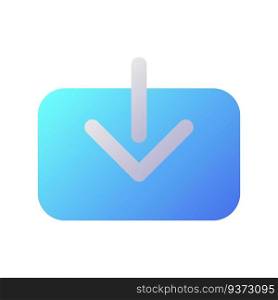 Download pixel perfect flat gradient two-color ui icon. Down arrow. Save file. Copy into computer. Simple filled pictogram. GUI, UX design for mobile application. Vector isolated RGB illustration. Download pixel perfect flat gradient two-color ui icon