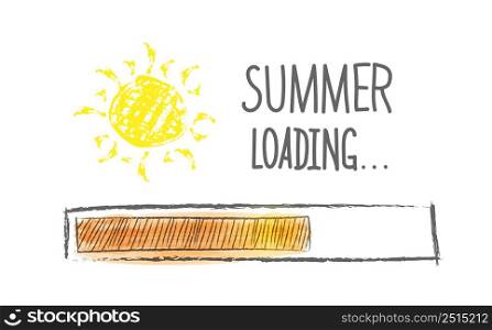 Download summer. Creative illustration with loading bar, sun and lettering for creative design