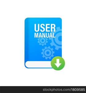 Download User manual book illustration in flat style. Vector illustration. Download User manual book illustration in flat style. Vector illustration.