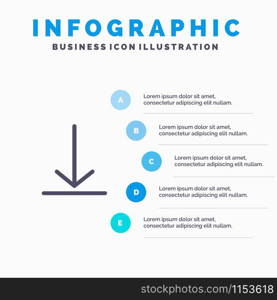 Download, Video, Twitter Solid Icon Infographics 5 Steps Presentation Background