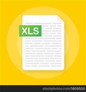 Download XLS button on laptop screen. Downloading document concept. File with XLS label and down arrow sign. Vector illustration. Download XLS button on laptop screen. Downloading document concept. File with XLS label and down arrow sign. Vector illustration.