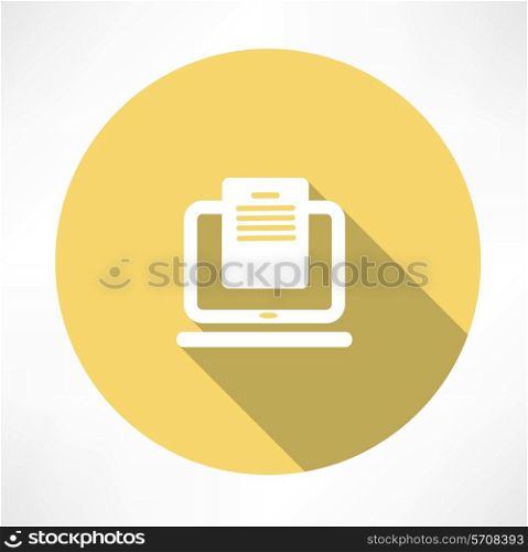 Downloading dcuments in laptop icon. Flat modern style vector illustration