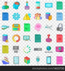 Downloading icons set. Cartoon style of 36 downloading vector icons for web for any design. Downloading icons set, cartoon style