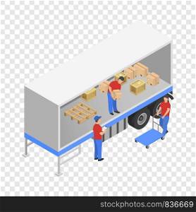 Downloading the truck icon. Isometric of downloading the truck vector icon for on transparent background. Downloading the truck icon, isometric style