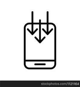 downloading to the phone icon vector. A thin line sign. Isolated contour symbol illustration. downloading to the phone icon vector. Isolated contour symbol illustration