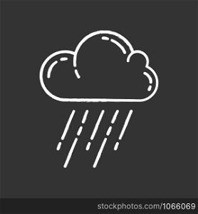 Downpour chalk icon. Rainstorm. Cloud, heavy rainfall. Torrential, pouring rain. Meteorological phenomenon. Weather event. Monsoon. Rainy season. Isolated vector chalkboard illustration