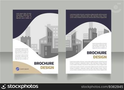 Downtown construction project blank brochure design. Construction. Template set with copy space for text. Premade corporate reports collection. Editable 2 paper pages. Myriad Pro, Cairo fonts used. Downtown construction project blank brochure design