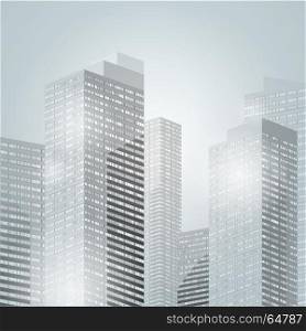 Downtown skyscrapers city business urban background. Vector illustration.