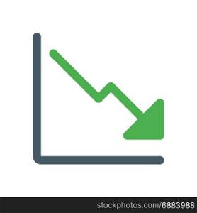 downtrend line graph, icon on isolated background,