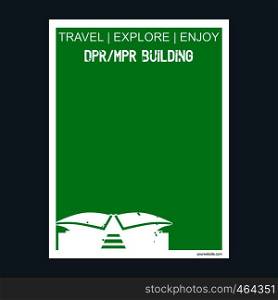 Dpr/mpr Buildings Jakarta, Indonesia monument landmark brochure Flat style and typography vector